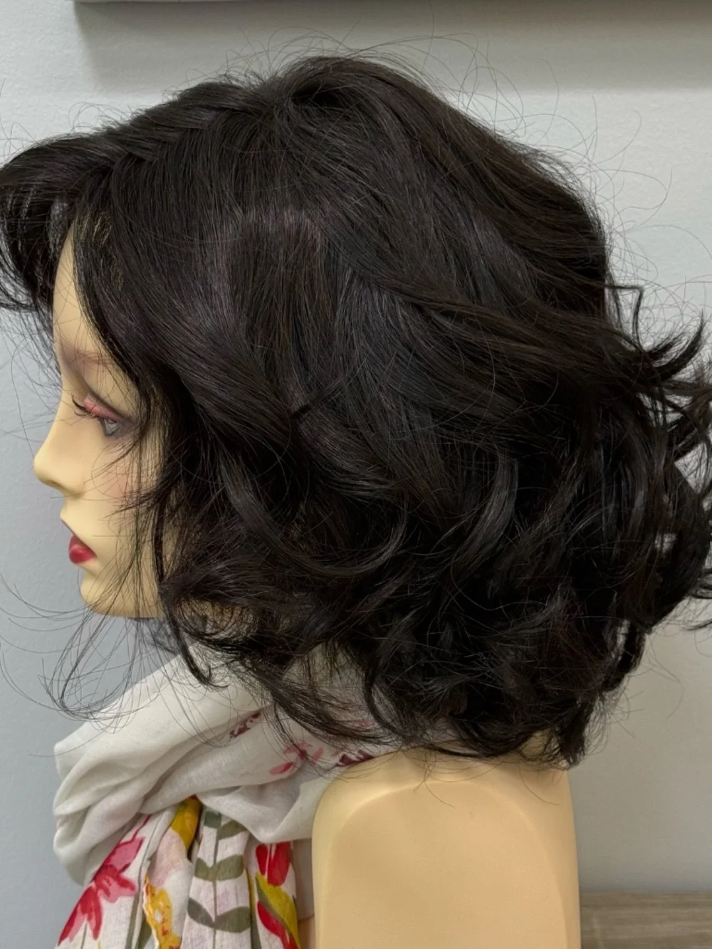 Curly dark brown black wig, Belle Tress, Devotion in Coffee without Cream, Lace